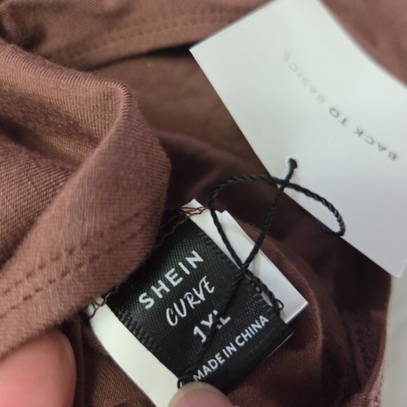 SHEIN Curve Plus Scoop Neck Bodysuit Brown 1XL - Picture 13 of 13